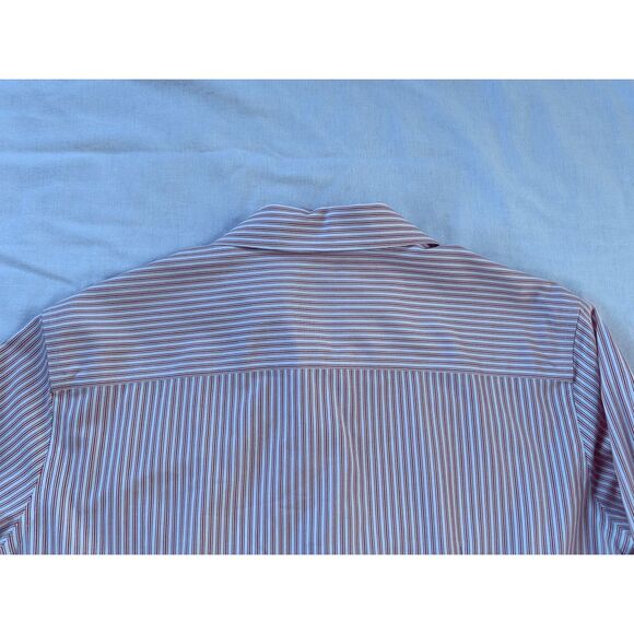 Brooks Brothers Petite Fitted Button Down Shirt, Red/White Stripe, Size 10P - Picture 3 of 7